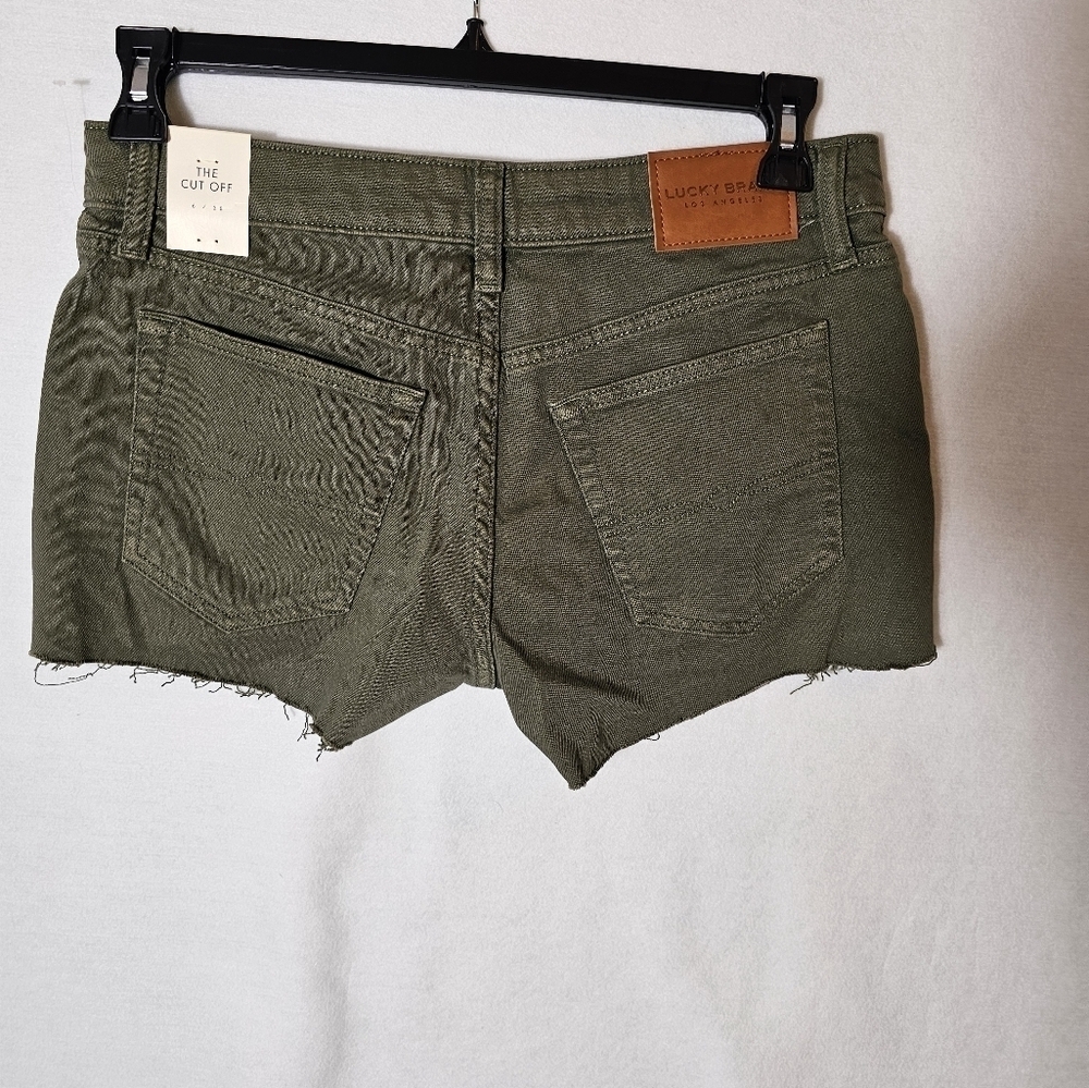 Lucky Brand The Cut Off Green Denim Jean Shorts Women's Size 6 NWT - Picture 7 of 10